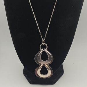 Vintage David Andersen Sterling Silver Double Teardrop Pendant Necklace